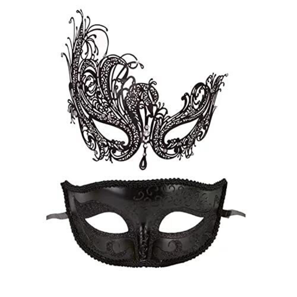 7774 2 Pack Couple's Venetian Masks Set - Masquerade Mask for Couple